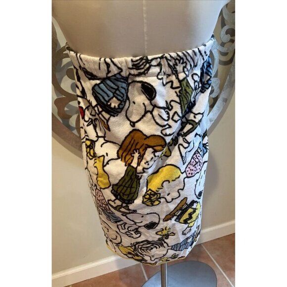 Benetton Towel Wrap Spa Elastic Button Tie Peanuts Charlie Brown Linus Lucy - Picture 3 of 7